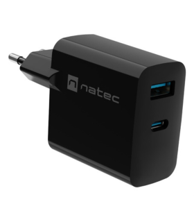 CARGADOR NATEC RIBERA GAN 45W PD30 QC30 1XUSB A 1XUSB C NEGRO