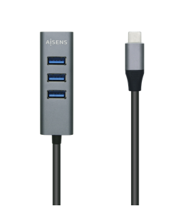 HUB AISENS USB 31 USB C USB C M 4XTIPO A H GRIS 10CM