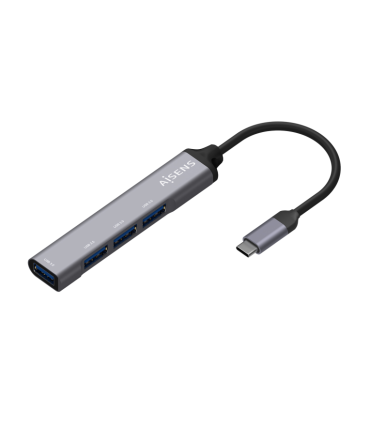 HUB AISENS USB 31 USB C USB C M 4XTIPO A H GRIS 10CM