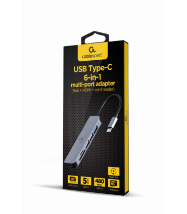 ADAPTADOR MULTIPUERTO USB TIPO C 6 EN 1 HUB HDMI LECTOR DE TARJETAS