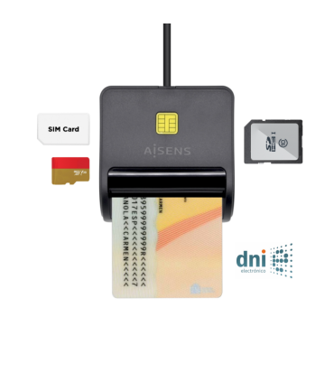 LECTOR DNI TARJETAS AISENS SIM SD Micro SD MMC RS MMC MMC Micro NEGRO