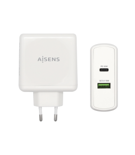 CARGADOR 48W AISENS 1xUSB C PD30 30W 1xUSB A QC30 18W BLANCO