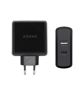 CARGADOR 57W AISENS 1xUSB C PD30 45W 1xUSB A 5V 24A 12W NEGRO
