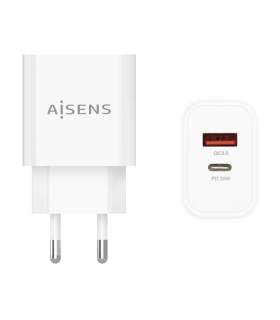 CARGADOR AISENS 20W 1xUSB C PD30 1xUSB A QC30 BLANCO