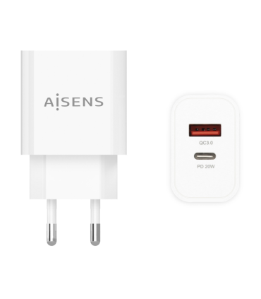 CARGADOR AISENS 20W 1xUSB C PD30 1xUSB A QC30 BLANCO
