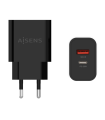 CARGADOR AISENS 20W 1xUSB-C PD3.0 1xUSB-A QC3.0 NEGRO