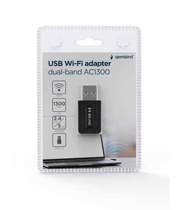 ADAPTADOR GEMBIRD WI FI USB AC1300 DE BANDA DUAL COMPACTO