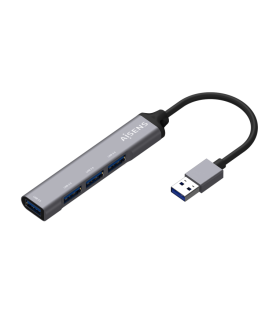 HUB AISENS USB 30 ALUMINIO TIPO A M 4XTIPO A H 10CM GRIS