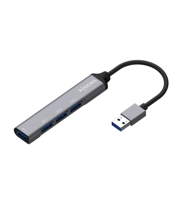 HUB AISENS USB 30 ALUMINIO TIPO A M 4XTIPO A H 10CM GRIS