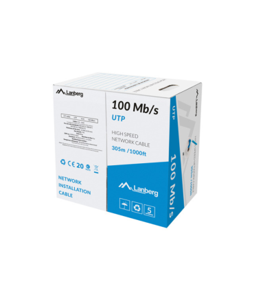 BOBINA CABLE RED LANBERG UTP RJ45 100 MB S SOLIDO CCA AWG24 305M AZUL