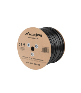 BOBINA CABLE RED LANBERG EXTERIOR UTP RJ45 CAT5E SOLIDO CU AWG24 305M NEGRO FLU