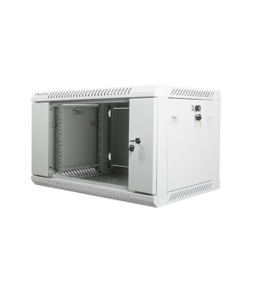 ARMARIO LANBERG MURAL RACK 19 6U 600X450 FLAT PACK V2 PUERTA CRISTAL GRIS