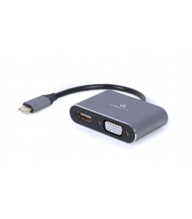 ADAPTADOR DE PANTALLA GEMBIRD USB TIPO C A HDMI VGA GRIS ESPACIAL