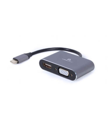 ADAPTADOR DE PANTALLA GEMBIRD USB TIPO C A HDMI VGA GRIS ESPACIAL