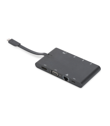 CONVERSOR HUB DIGITUS USB C 9 PUERTOS 2X VIDEO 2x USB C 2x USB30 RJ45 2x SD MMC