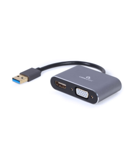 ADAPTADOR DE PANTALLA GEMBIRD USB A HDMI VGA GRIS ESPACIAL