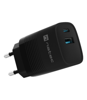 CARGADOR NATEC RIBERA GAN 30W PD30 QC30 1XUSB A 1XUSB C NEGRO