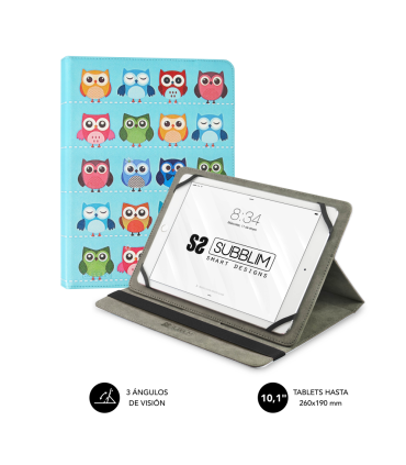 FUNDA TABLET SUBBLIM TRENDY CASE OWLS 101