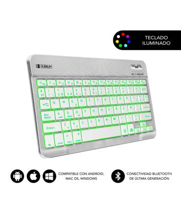 TECLADO SUBBLIM SMART BACKLIT BLUETOOTH RETROILUMINDO SILVER