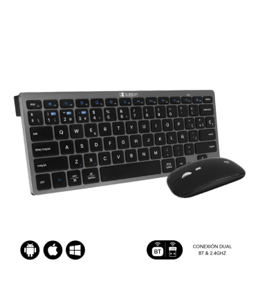 COMBO TECLADO RATON SUBBLIM MULTIDISPOSITIVO BLUETOOTH GRIS NEGRO