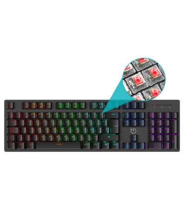 TECLADO GAMING HIDITEC GK400 USB RETROILUMINADO MECANICO NEGRO