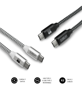 CABLE SUBBLIM 2X PREMIUM USB C TO USB C ALU BLACK SILVER