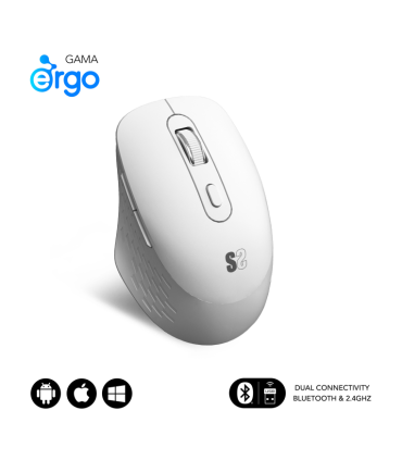RATON SUBBLIM CURVE ERGO DUAL BLANCO BLUETOOTH BATERIA RECARGABLE