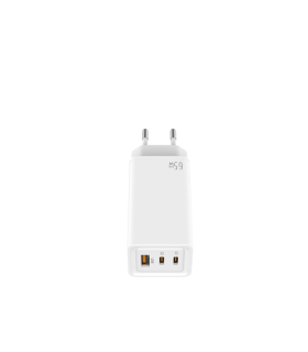 LEOTEC CARGADOR 65W GaN CARGA RAPIDA 2 USB TIPO C PD 1 USB A BLANCO