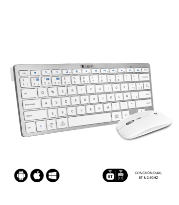 COMBO TECLADO RATON SUBBLIM MULTIDISPOSITIVO BLUETOOTH PLATEADO BLANCO
