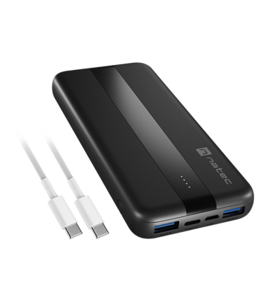 POWERBANK NATEC TREVI SLIM QV2 10000MAH 2XUSB A 18W 1XUSB C 20W CABLE USB C