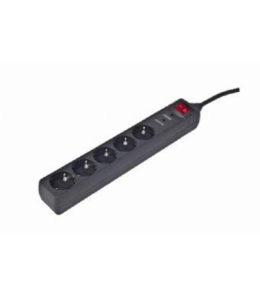 PROTECTOR CONTRA SOBRETENSIONES GEMBIRD 5 ENCHUFES 45 M NEGRO
