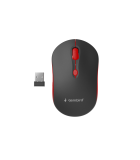 RATON GEMBIRD OPTICO NEGRO ROJO RF INALAMBRICO PILAS