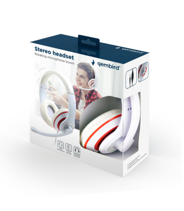 AURICULARES GEMBIRD MHS 03 WTRD BLANCO ROJO MICROFONO ALAMBRICO 35MM