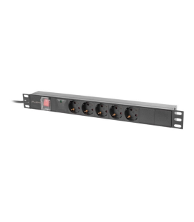 REGLETA LANBERG 1U 16A RACK 19 5X SOCKET SCHUKO NEGRO 2M
