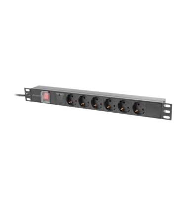 REGLETA LANBERG 1U 16A RACK 19 6X SOCKET SCHUKO NEGRO 2M