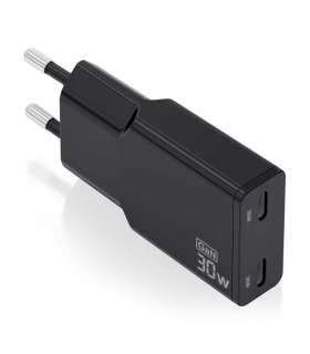 CARGADOR AISENS GAN ULTRA DELGADO 30W 2XUSB C PD30 QC40 NEGRO