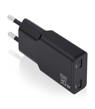 CARGADOR AISENS GAN ULTRA DELGADO 30W 2XUSB C PD30 QC40 NEGRO