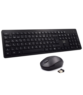 COMBO TECLADO RATON EWENT ESPANOL TECLAS CONCAVAS RF INALMABRICO NEGRO