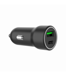 CARGADOR RAPIDO PARA COCHE GEMBIRD CON 2 PUERTOS USB TIPO C PD 20 W NEGRO