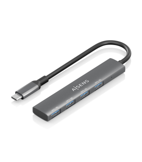 HUB AISENS USB 31 USB C USB C M 4XTIPO A H GRIS 15CM