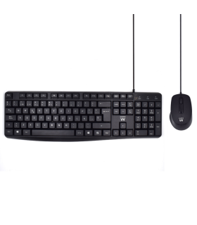 COMBO TECLADO RATON EWENT ESPANOL ESCRITURA SILENCIOSA USB NEGRO