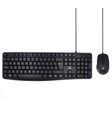 COMBO TECLADO RATON EWENT ESPANOL ESCRITURA SILENCIOSA USB NEGRO