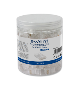 CONECTOR EWENT RJ45 CAT 6 U UTP PARA CABLE AWG 23 26 15U 100 UND
