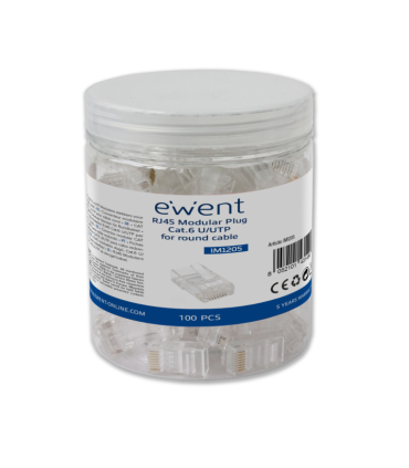 CONECTOR EWENT RJ45 CAT 6 U UTP PARA CABLE AWG 23 26 15U 100 UND