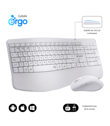 COMBO TECLADO RATON SUBBLIM PROWAVE ERGO INALAMBRICO BLANCO