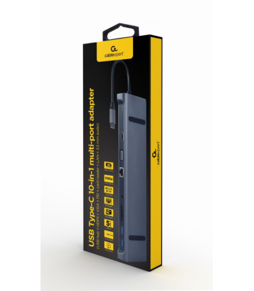 ADAPTADOR MULTIPUERTO USB TIPO C 10 EN 1 3 5 MM GRIS ESPACIAL