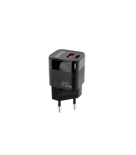 CARGADOR DE PARED TOOQ USB C PD USB A QC 20W NEGRO