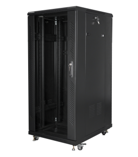 ARMARIO LANBERG RACK 19 27U 600X800 FLAT PACK NEGRO PUERTA CRISTAL CON LCD