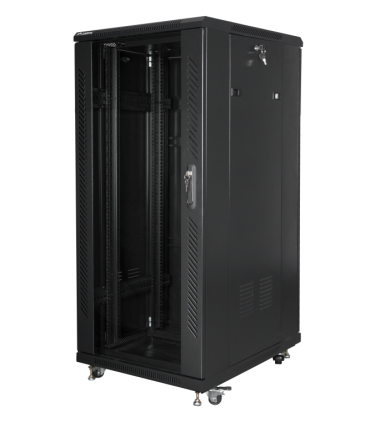 ARMARIO LANBERG RACK 19 27U 600X800 FLAT PACK NEGRO PUERTA CRISTAL CON LCD