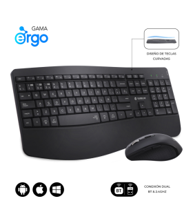 COMBO TECLADO RATON SUBBLIM PROWAVE ERGO INALAMBRICO NEGRO